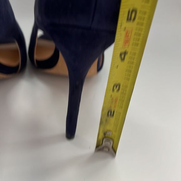 HALSTON Blue Suede Leather Slip On Heels Size 8 - Picture 6 of 9